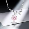 Lovely Cherry Blossom Pendant Necklace Sparkling Transparent Crystal Jewelry for Women Girls Casual Outing Accessory Gift