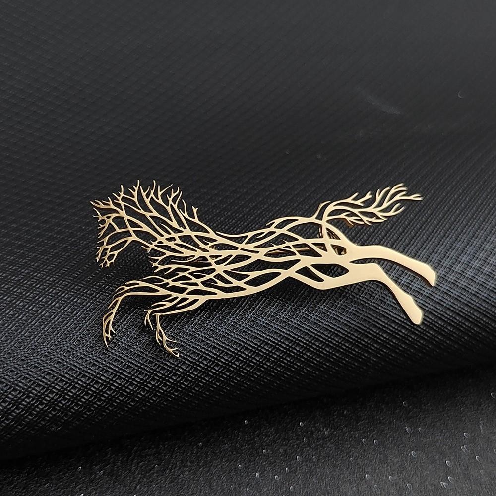 Luxury Leopard Stainless Steel Brooches Classic Zodiac Animal Lapel Pins for Women