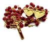 Saint Benedict Rosary Red Glass Beads St San Benito Cross Nr Medal Catholic Necklace