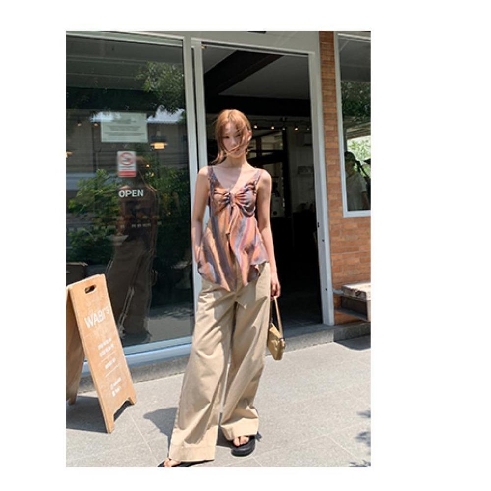 New Chinese Style Design Holiday Style Strap Camisole for Women's Summer New V-neck Niche Chic Top