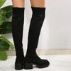 Fashion Plus Size Elastic Knitted Over The Knee Boots Women Slip On Chunky Heel Long Botas Mujer 2025 Spring Autumn Thigh High Boots