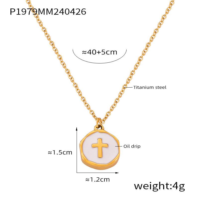 Peach Heart Flow Su Pendant Necklace Niche Personality Design Cross Titanium Steel Jewelry Set Women