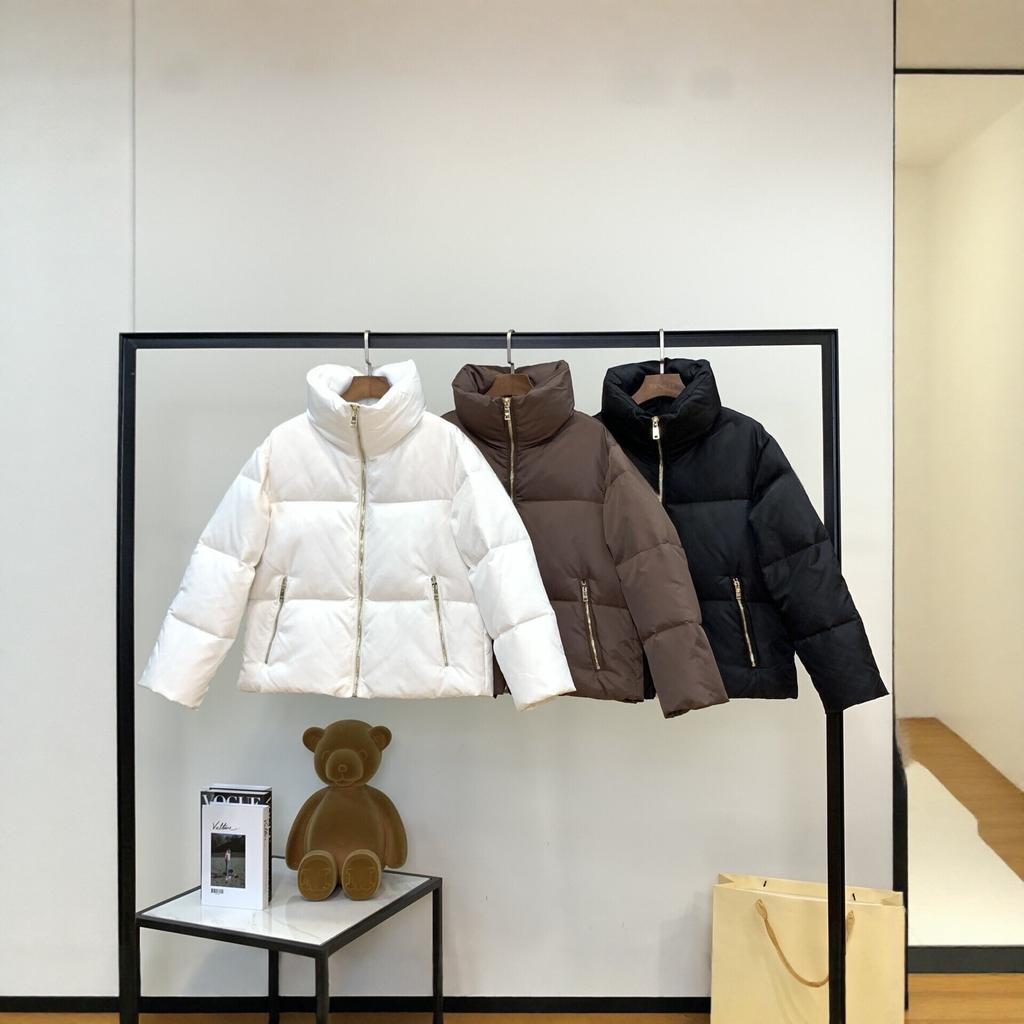 New stand-up collar short down jacket women's white goose down warm commuter jacket loose version bread jacket