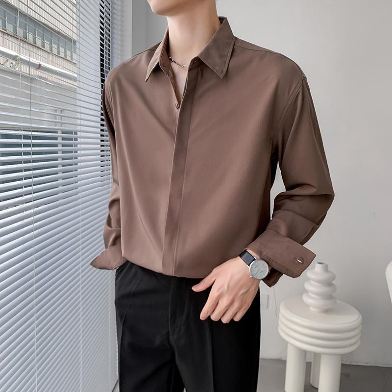 Men's Wind-Free Ice Silk Long-Sleeve Casual Shirt - Lightweight, Wrinkle-Resistant, Stylish Summer Top