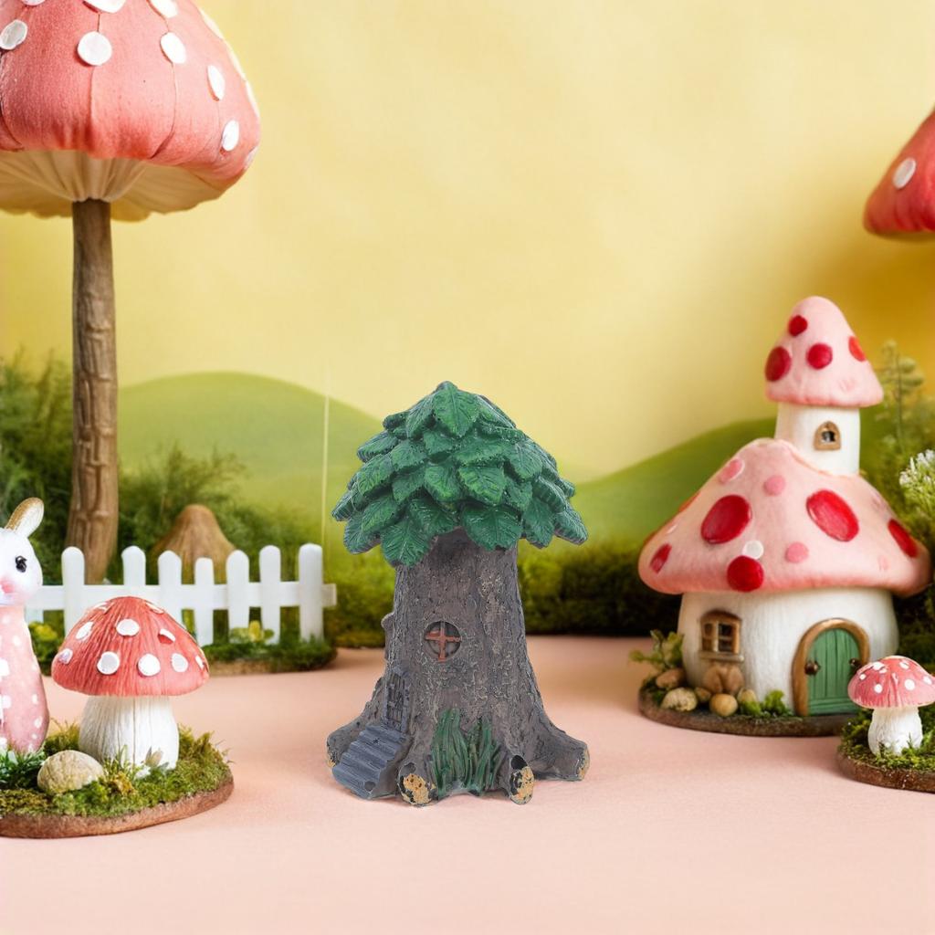 2Pcs Mini Resin Tree Ornament Fairy Garden Decor Outdoor Indoor Micro Landscape Accessory for Terrarium Bonsai Aquarium
