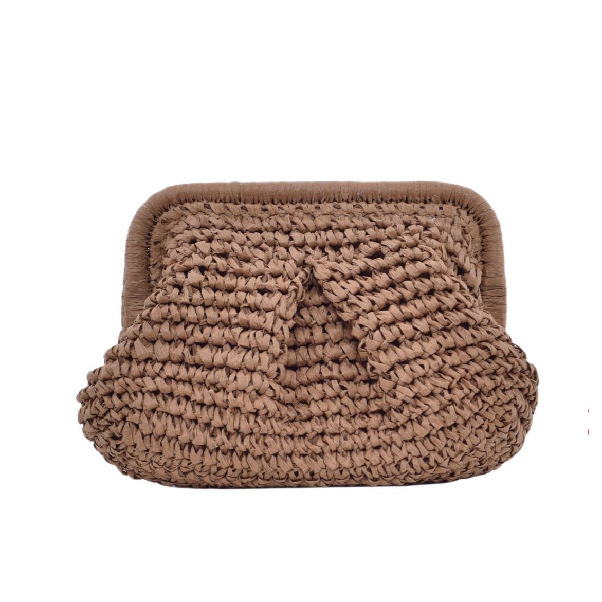 Umsif Women Stro Wolken Clutch Draagbare Schouder Crossbody - Casual Outdoor Strand Vakantie Ketting Riem Dames Crossbody Tas kameel
