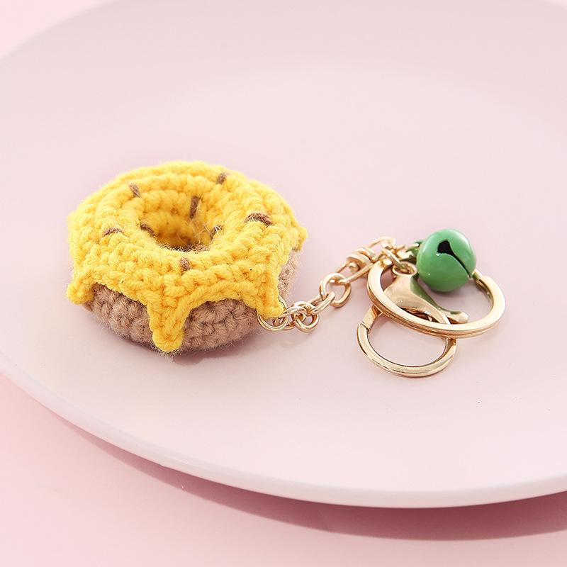 New Handmade Weaving Keychain Wool Crochet Unique Knitted Pendant Keyring Strawberry Watermelon Orange Pendant Key Chain Gifts