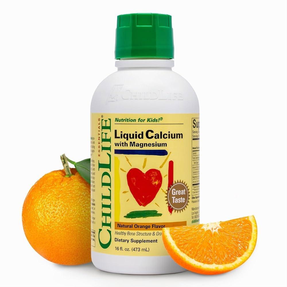 ChildLife Calcium Supplement for Children 16 lb Oz 1 Pack and Calcium D Magnesium Zinc 473mL