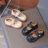 Flickor Läderskor Halkfria Mjuka Sulor Barn Prinsessskor Spets Söta Pärlor 2025 Nya Barn Ballerinaskor Runda Tår Söta Rosetter