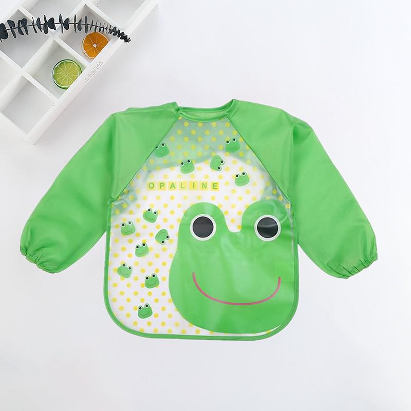 Baby Bibs Cute Colorful Cartoon Waterproof Bib Infant Eating Children Drawing Long Sleeve Pocket Apron Self Feeding Baby 0-3Y