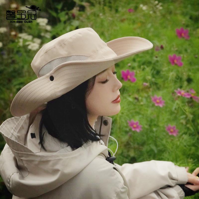 New Spring and Summer Big Eaves Sun Hat Outdoor Climbing Bucket Hat Breathable Versatile British Sun Hat Children