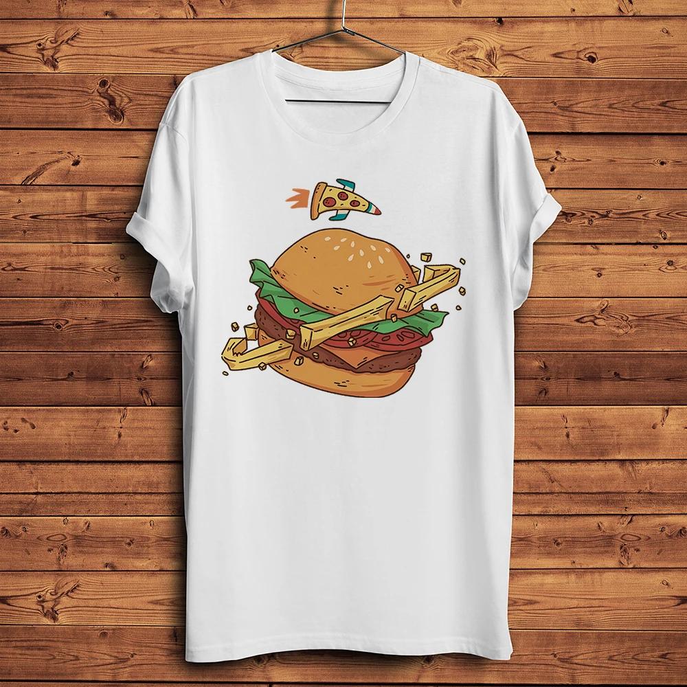 Burger Planet Pizza Satellite Funny TShirt,Short Sleeve O-neck Casual Tee,Unisex Streetwear T S