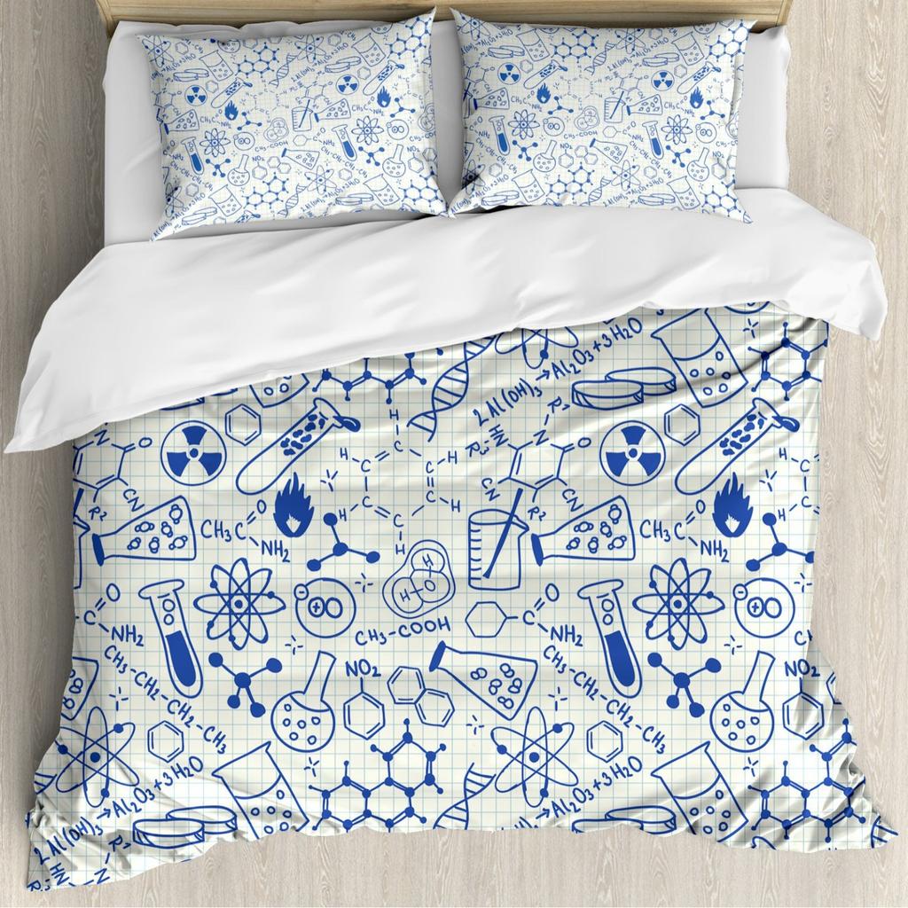 Tavola periodica degli elementi chimici Copripiumino Scienza chimica Set copripiumino a tre pezzi Decorazione camera da letto