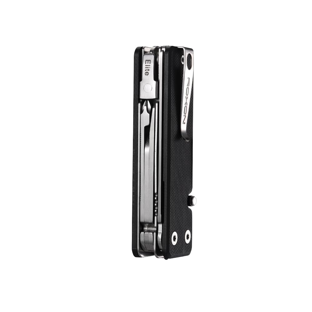 ROXON KS2E Elite D2 Blade 13 In 1 Multi-Tool Functional Pocket Knife with Large Scissors, G10 Handle, Pocket Clip, Perfect for