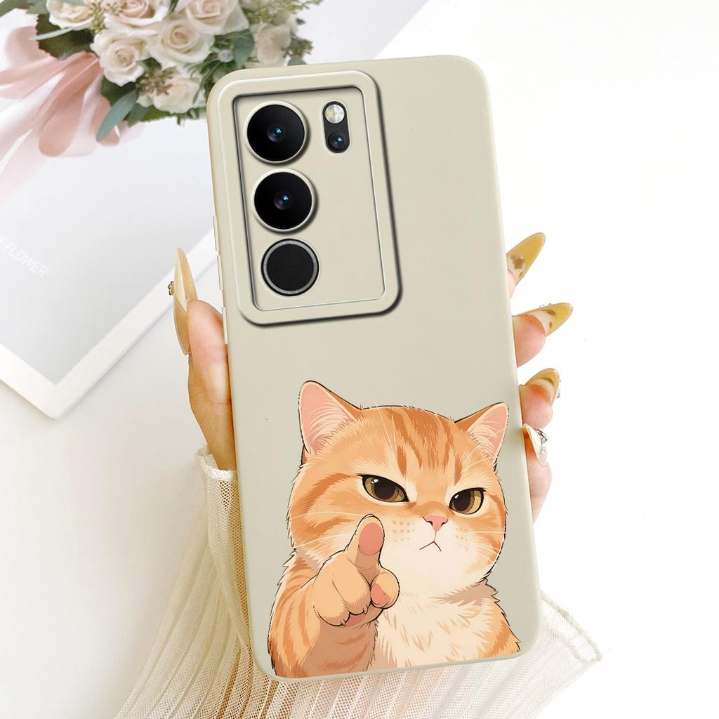 For Vivo V29 V29Pro Cute Cat Flower Cartoon Phone Case For Vivo V 29 V29 Pro V2250 V2251 Shockproof Soft Silicone Covers Bumpers