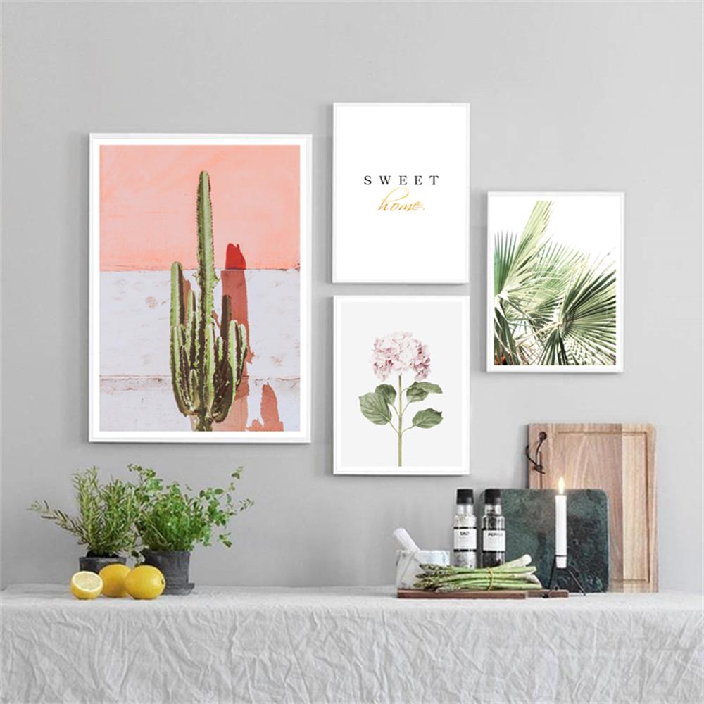 Plant Leaves Light Shadow Home Decoration Painting Waves Living Room Canvas Painting Rose Gold Text Simple Wall Poster Bedroom