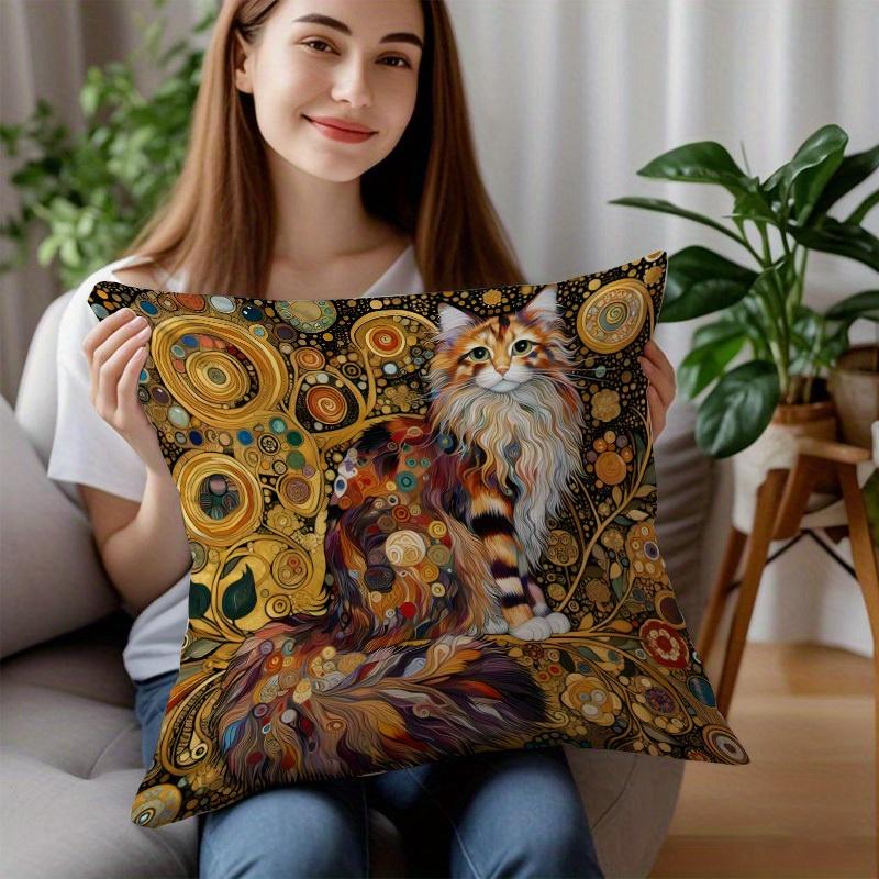 1/4pcs Artistic Cat-Printed Pillowcases Sofa cushion cover home bedroom room decoration