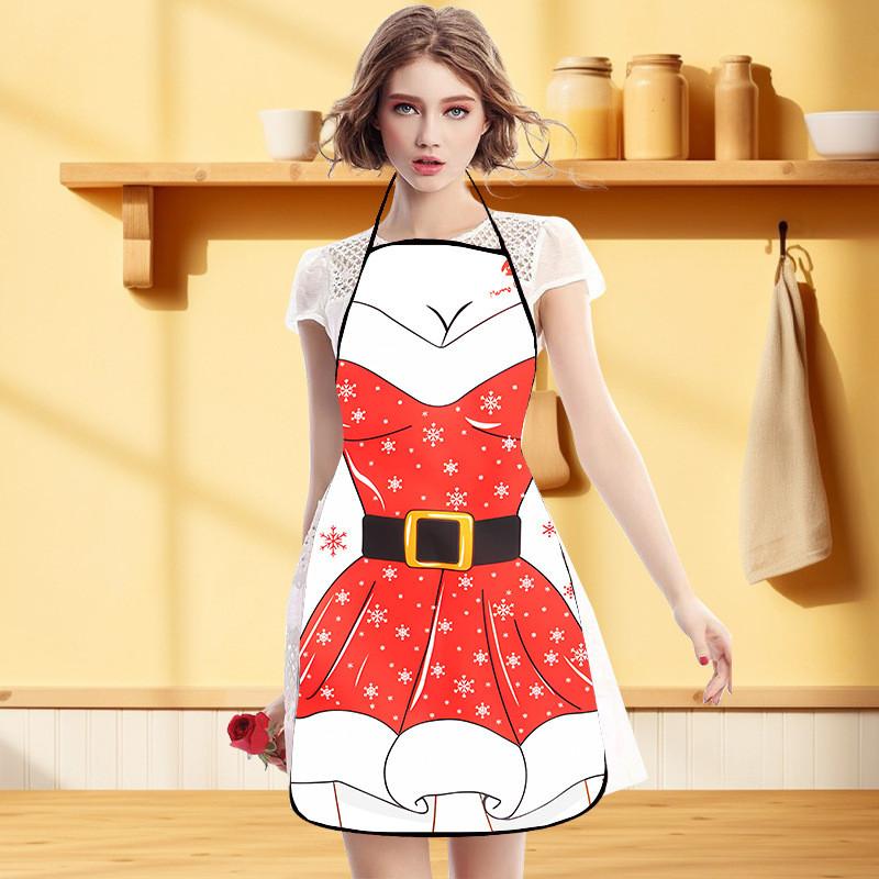 Cartoon Character Waterproof Apron With Digital Print For Holiday Party And Family Use