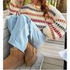 Womens Round Neck Color Block Knit Sweater Soft Comfortable Daily Commute Fashion Top