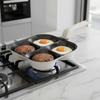 Ergonomic Handle Titanium Omelette Pan 3/4 Grid Pancake Pan Universal Breakfast Frying Pan  Burger