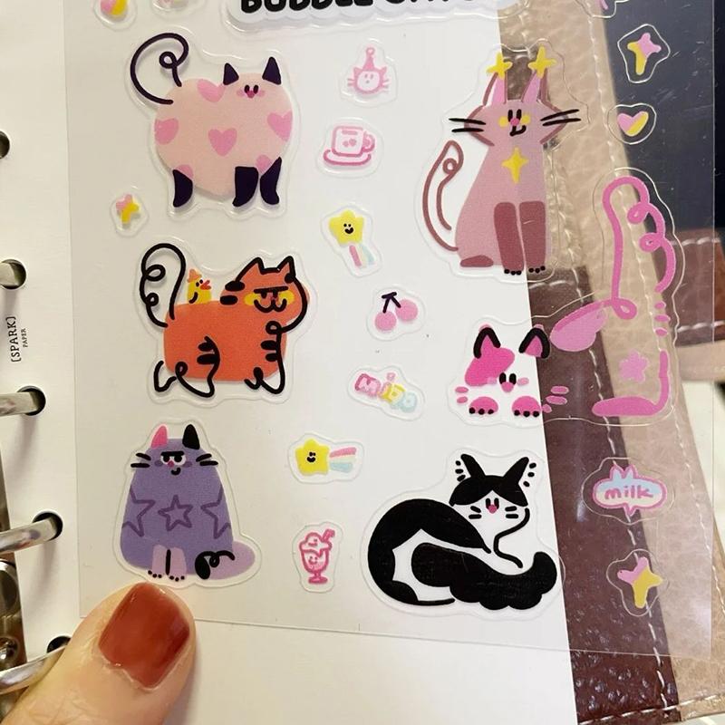 1 Blatt 3D Epoxidharz Transparente Aufkleber Ins Niedliche Schwarze Katze Cartoon Gelee Aufkleber Dekoration Für DIY Handyhüllen Laptop Tablet