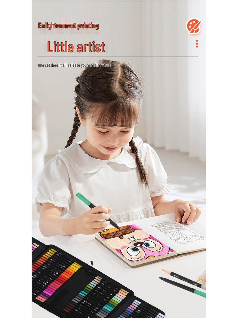 Dual-Tip Washable Watercolor Fineliner Set for Kids - Soft Tip Art Pens