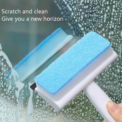 2 in 1 Doppelseitiger Glasreiniger Bürste Schwamm Abzieher für Fenster Spiegel Dusche Langer Griff Badezimmer Auto Windschutzscheibenreinigung