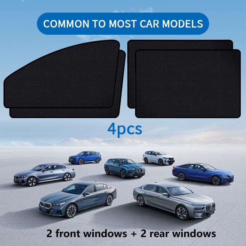 4 Stück Sommer Sonnenschutz Vollschattierung Titangrau Klebeband Magnetischer Autovorhang Magnetischer Undurchsichtiger Auto-Sonnenschutz