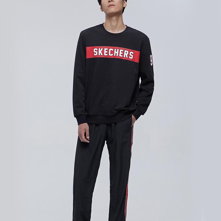 Skechers Letter Print Knitted Pullover Vintage American Sweatshirt Men Sweatshirt Black L319M036-0018S
