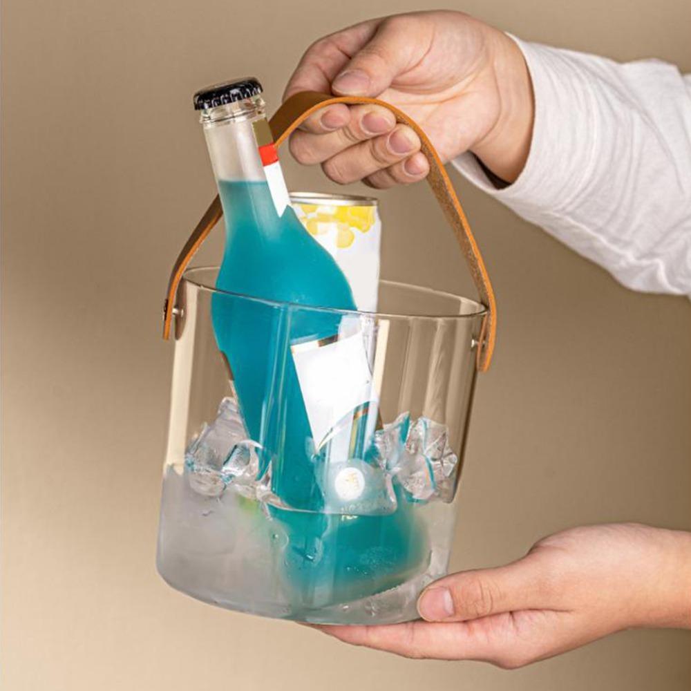 Transparent Clear Wine Bucket With Handle Flower Bucket Versatile Small Ice Bucket  Office