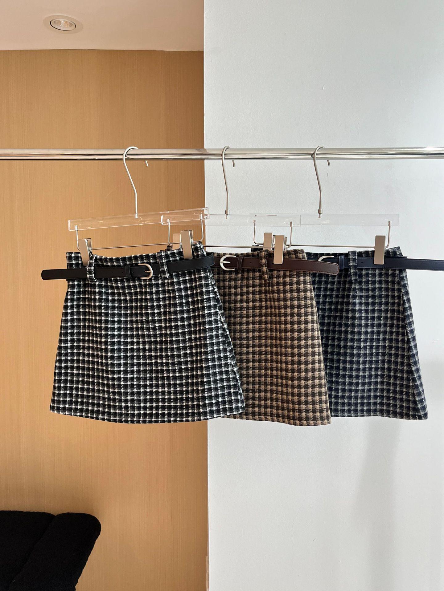 Rainbow Plaid High Waist A-line Skirt - Korean Style, Versatile, Girly, Short Skirt for Women Medium темно-синий