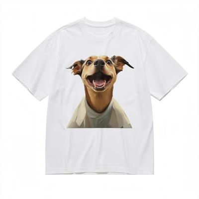 Women's Fashion Comfy Slight Stretch Classic T-Shirt Cute Dog Graphic Tee
