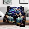 "Stained Glass Butterfly Window Art Decor"Blanket Flannel Throw Blanket for Sofa, Bed, Travel, Camping, Office, Couch, Chair, And Bed Gift f