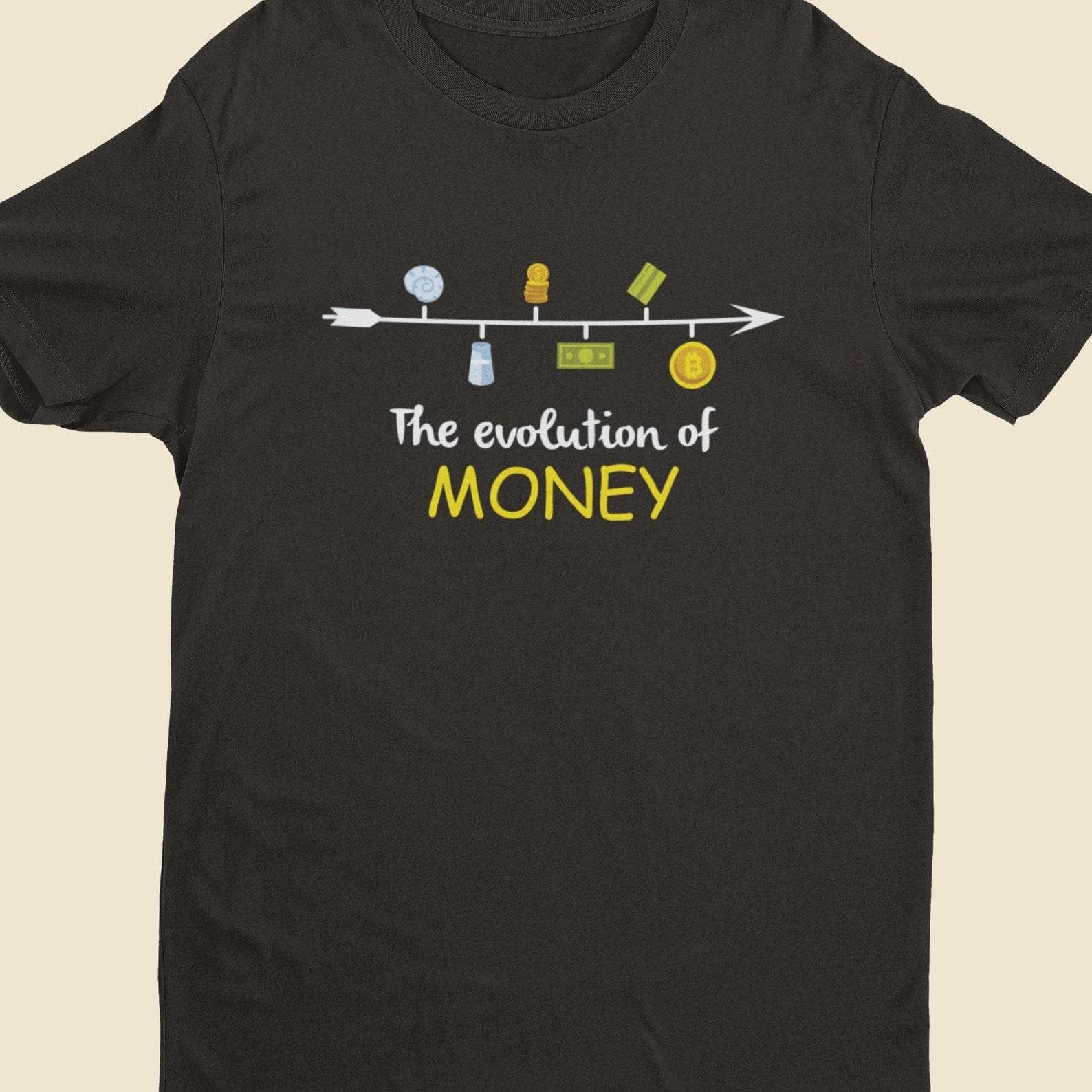 Evolution of Money T-Shirt: Bitcoin Crypto Fintech Tee 4XL