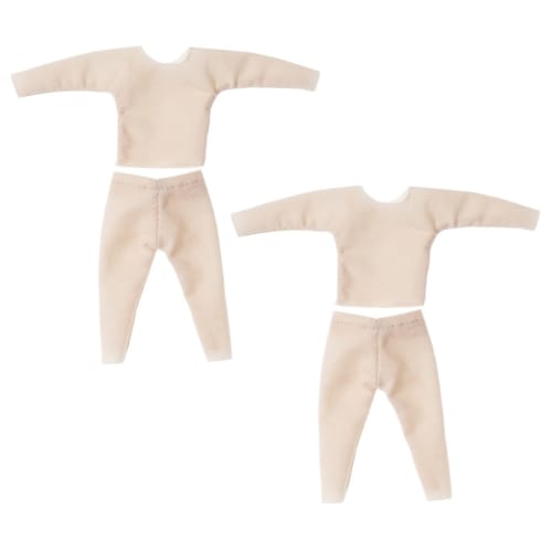 

Obitsu 11 OB11 Size Outfit for 11cm Obitsu Doll Body, Color Stain Prevention Clothes, Underwear, Stockings, Short Sleeves, Long Sleeves, 2 Sets (2 Bei