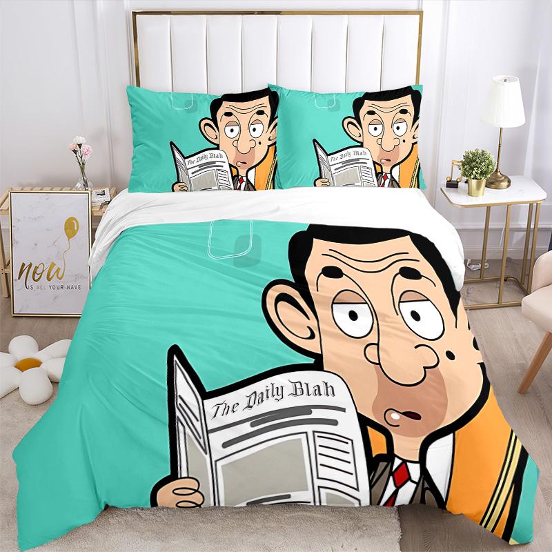 Mr Bean'S Daily Blah Print 3Pcs Bedding Setduvet Cover With 2 Bedropillowcase Home Birthday Gift