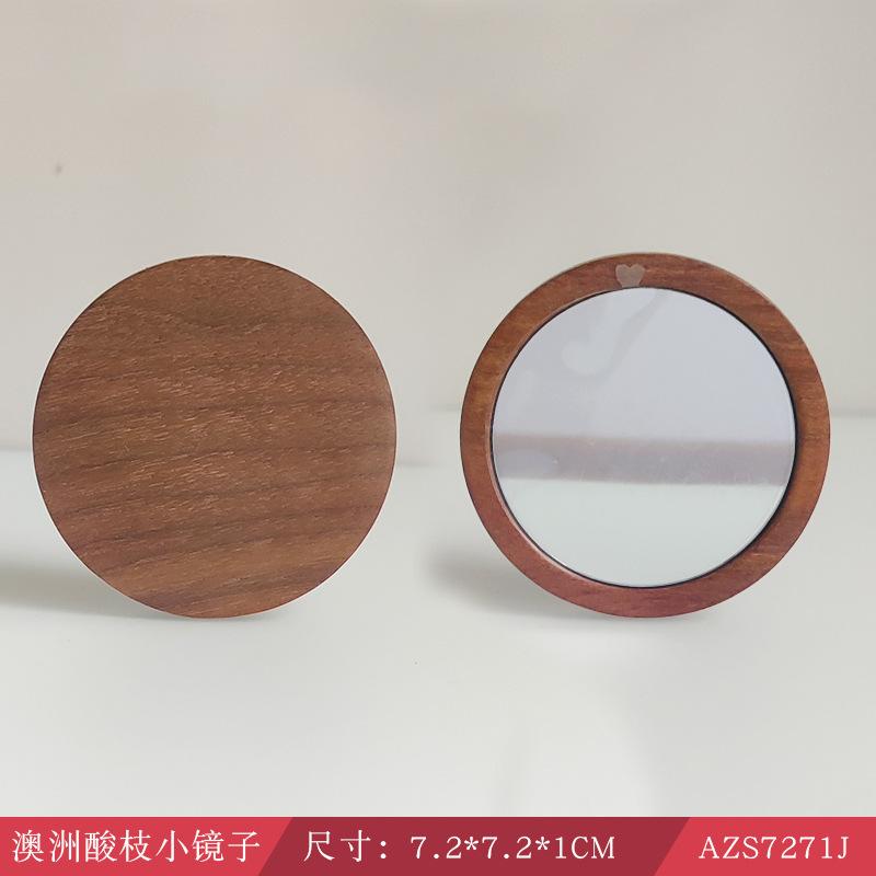 Wooden Handheld Mirror Portable Mini High-Definition Compact, Minimalist Cultural Gift for Women