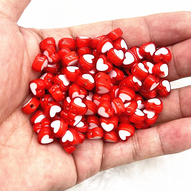 50pcs 8x4mm Love Acrylic Bead Loose Spacer Beads For Jewelry Making DIY Bracelet Accessories