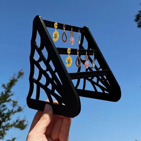 Wooden Earrings Storage Rack Strong Load-bearing Multilayer Design Rustic Design Earrings Display Holder Jewelry Organizer