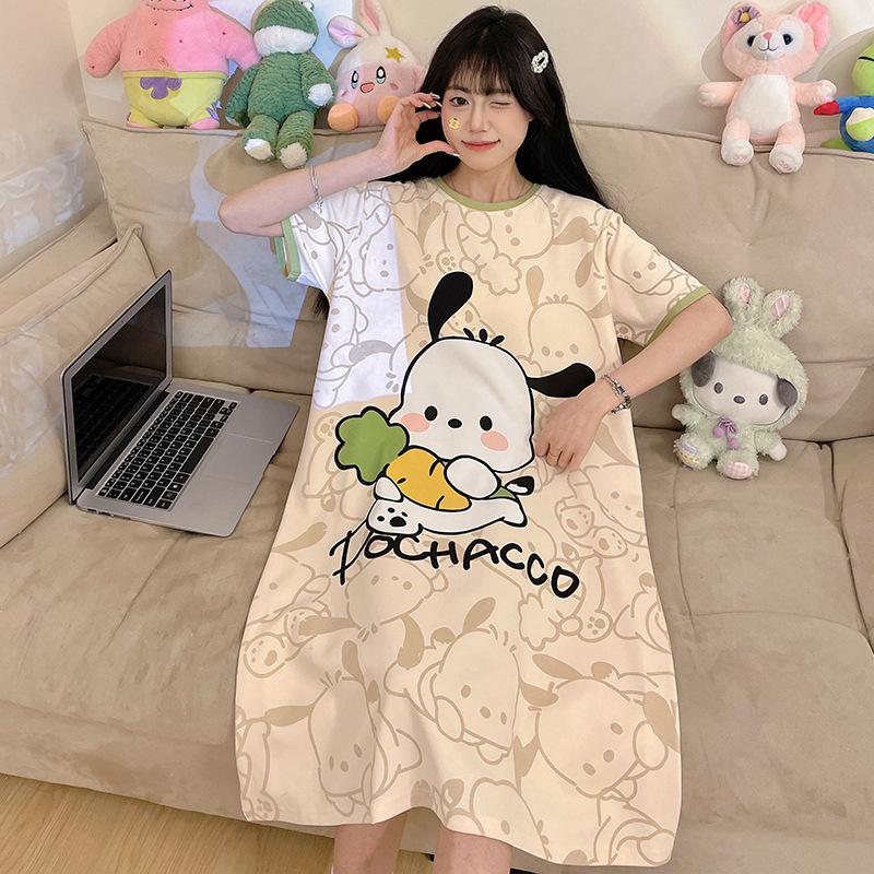Pajamas Women's Summer Thin Pajamas Short Sleeves Large Size Fat Mm Medium and Long Pajamas Pajamas Loungewear