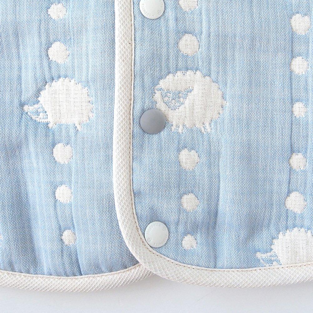 10mois Hoppetta Fluffy Gaze Baby för Nyfödda till Åldrar Blå (6-lagers gasväv) Tvåvägs pyjamas, 100% bomull, 3,