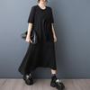 Short sleeve Plus size black vintage floral new in dresses for women casual loose long summer dress