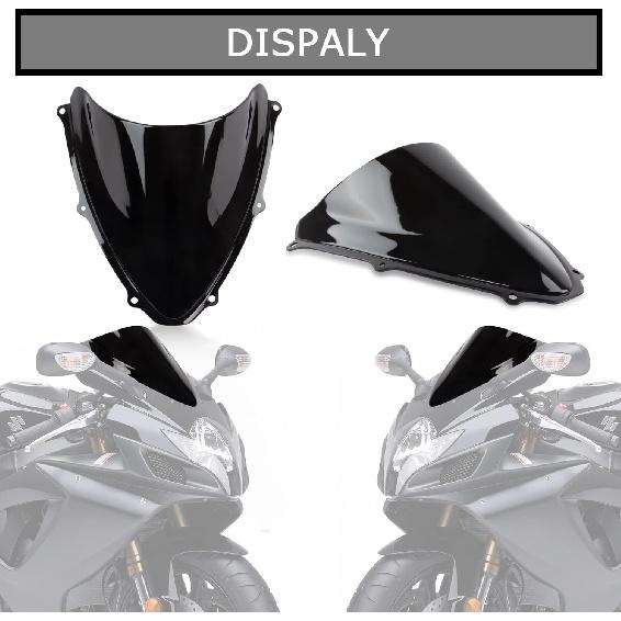 Windshield, PSLER Windscreen Double Bubble for GSXR600 750 K6 2006-2007, Black