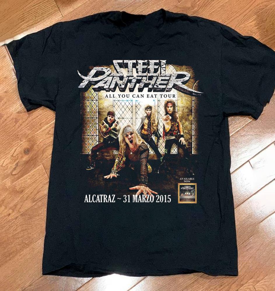 STEEL PANTHER Band All you Can Eat Tour Cotton Black Full Size T Shirt BL462 Unisex T-Shirt L