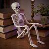 Mini Skeleton Props for Halloween Realistic Figure, 40cm Posable Joints Hanging Skull Decoration, Flexible Jointed Figures Plastic Bones Haunted