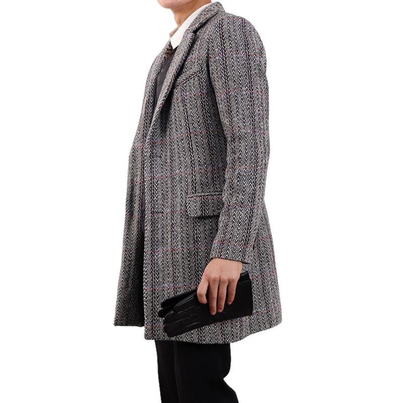 Men's Woolen Coat Thickened Coat Printed Woolen Windbreaker