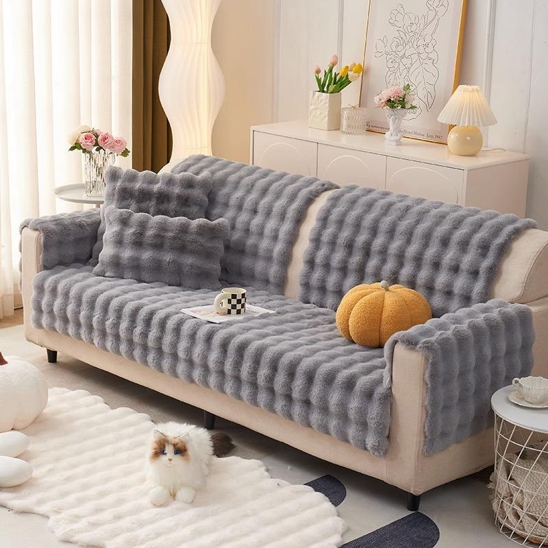 Non-slip Sofa Towel Dog Pet Sofa Cushion Winter Thicken Plush Corner Sofa Cover Sectional Chaise Longue Couch Mat Multi-size