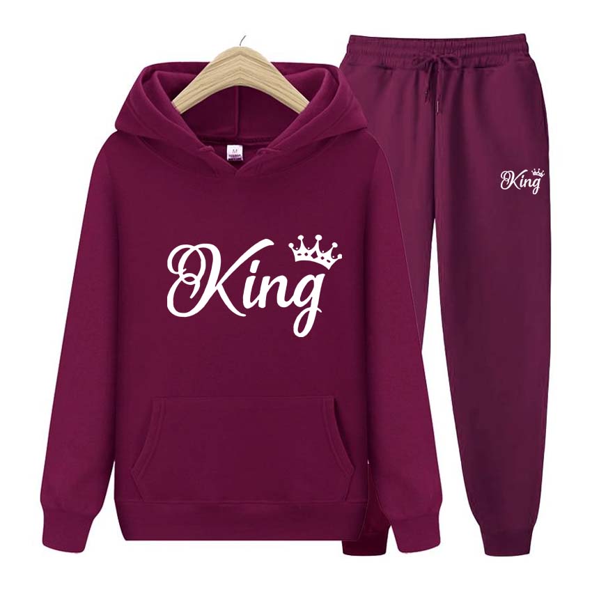 Träningsoveraller för män Set Vår Höst King Print Sweatshirt Långärmad Luvtröja Joggingbyxa Sweatshirt Streetwear Sportoverall