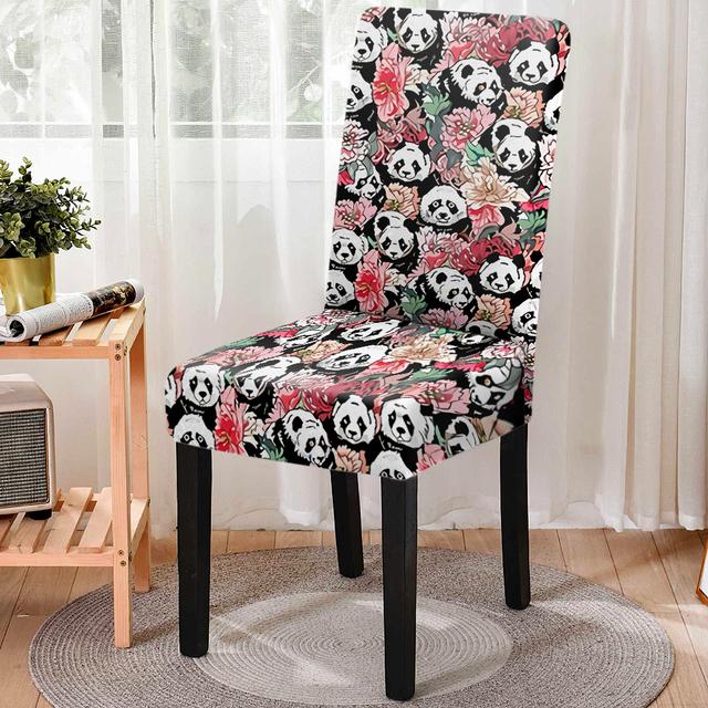 

Чехол на обеденный стул с милым животным принтом собаки, эластичный эластичный чехол для стула с цветочным принтом, чехол на сиденье для кухонного стула, домашний банкетный декор Universal Size