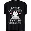 European Sizes Cats & Books Graphic Funny T-Shirt -Men's Tee with Kitten & Novelty Print, Casual Round Neck Shirt for Men